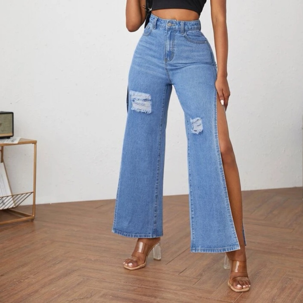 SHEIN Split Thigh Wide Leg Pant
